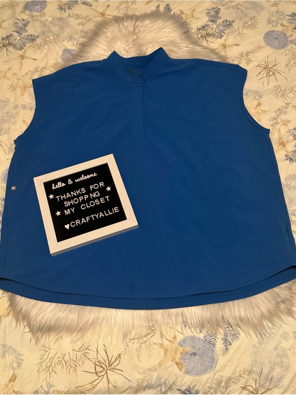 FIGS Rafaela Oversized Scrub Top in Royal Blue | Women’s XL